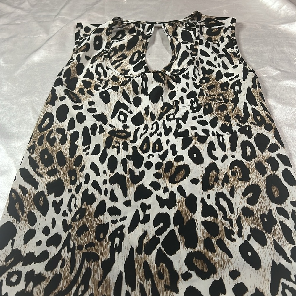 Leopard Sleeveless Blouse - Criss Crossed Open Back